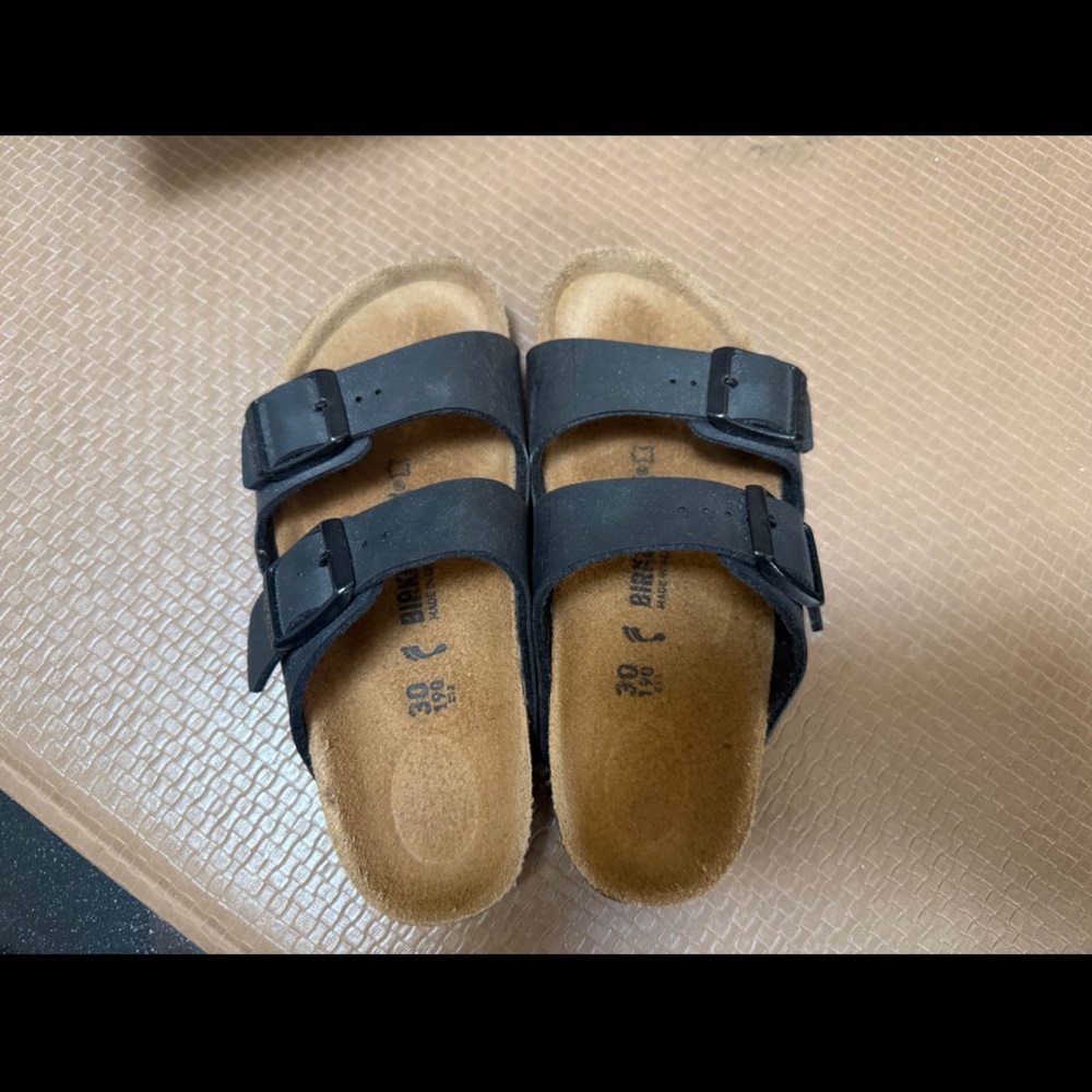 Birkenstock Black Two-Strap Arizona Kids Sandals - Picture 2 of 3